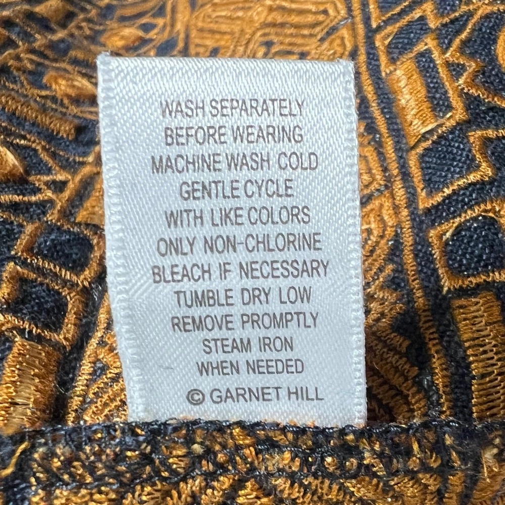 Garnet Hill Embroidered Linen Popover Dress Blue Flax Embroidered Tassel Size 12 - Picture 10 of 13